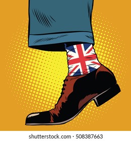 Stylish hipster socks with the British flag, pop art retro vector