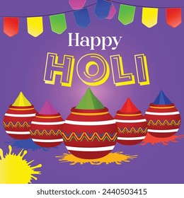 A stylish Holi banner best suited for social media sharing, with modern typography and sleek design elements that create a visually appealing and engaging composition.