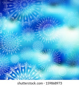 Stylish holiday background with snowflakes.Blurred modern  texture.  Abstract. 