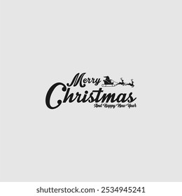 A stylish holiday greeting design featuring the message 'Merry Christmas and Happy New Year' with snowflakes and stars, perfect for festive cards and winter celebrations.