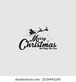 A stylish holiday greeting design featuring the message 'Merry Christmas and Happy New Year' with snowflakes and stars, perfect for festive cards and winter celebrations.