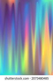 Stylish hologram gradient background. Iridescent pastel holo print texture. Holographic vaporwave digital pattern. Pearlescent vector cover backdrop. Spectrum blur aura gradient fluid holography.