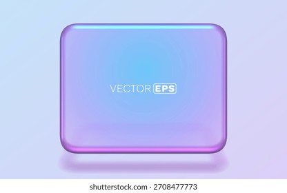 Marco holográfico elegante del rectángulo 3D con colores vibrantes del gradiente. Abstractas elemento de fondo para el diseño. Ilustración vectorial