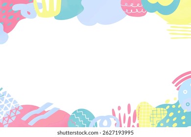 A stylish horizontal background material with hand-drawn abstract shapes randomly scattered above and below the frame