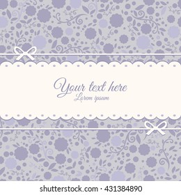 Stylish horizontal cover on background with purple flowers