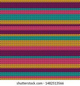 Stylish horizontal stripes knit texture geometric seamless pattern. Pullover knit tricot  fabric print. Winter seamless knitted pattern. Abstract xmas wallpaper.