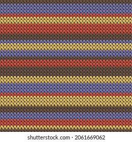 Stilvolle horizontale Streifen Stricktextur geometrische Vektorgrafik nahtlos. Jumper Strickeffekt-Ornament. Winternahtloses Strickmuster. Wiederholbarer Hintergrund.