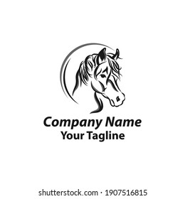 Stylish horse head outline for stable, farm, club race design. Running stallion for equestrian sport competition.EPS 10