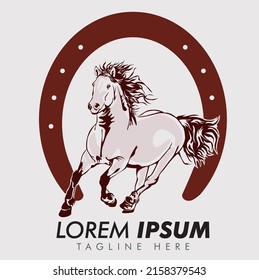 Stylish horse logo galloping in brown color