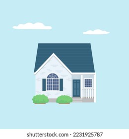 Stylish house in a flat style. House illustration as an icon, real estate. Isolated vector on a plain background