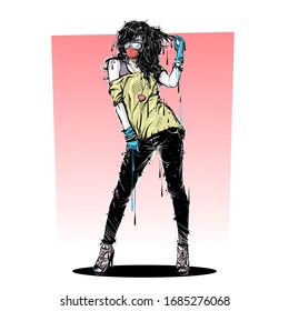Stylish human with protective mask. Vector collection.