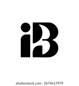 Diseño elegante del logotipo del monograma del IB en tipografía negra audaz sobre un fondo blanco, ideal para la marca, la identidad empresarial, las iniciales personales, las etiquetas de moda y los proyectos creativos modernos.