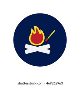 stylish icon in  circle fire and match 