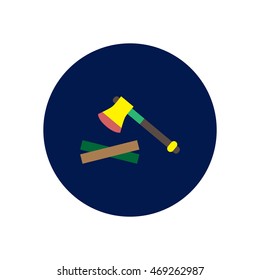 stylish icon in  circle wood and an ax 