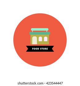 stylish icon in color circle  building grocery store 