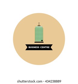 stylish icon in color circle  building business Centre 