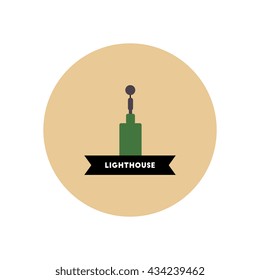 stylish icon in color circle  building lighthouse 