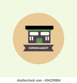 stylish icon in color  circle building supermarket 