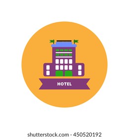 stylish icon in color  circle building hotel 