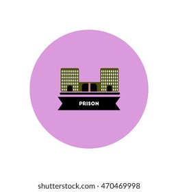 stylish icon in color circle  building prison 