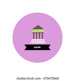 stylish icon in color circle  building bank 