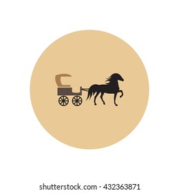 stylish icon in color  circle carriage with horse 