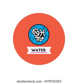 stylish icon in color  circle element zodiacal Water 
