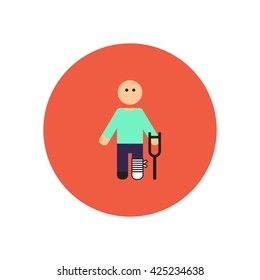 stylish icon in color  circle man with crutch
