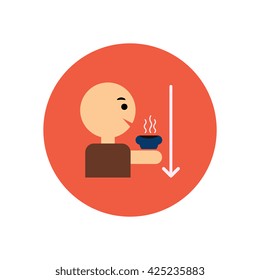 stylish icon in color  circle man drinking hot 