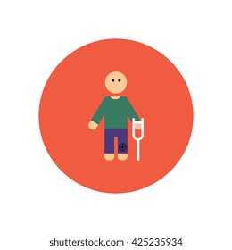 stylish icon in color  circle man with crutch