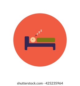 stylish icon in color  circle man sleeps 