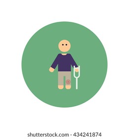stylish icon in color  circle man with crutch