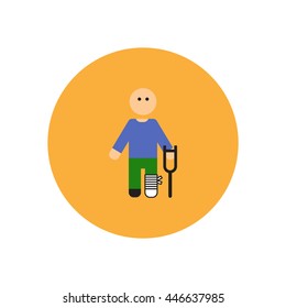stylish icon in color  circle man with crutch