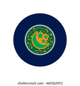 stylish icon in color  circle moon and stars 