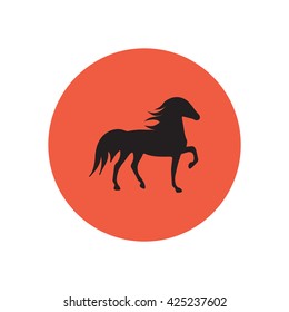 stylish icon in color  circle silhouette running horse  