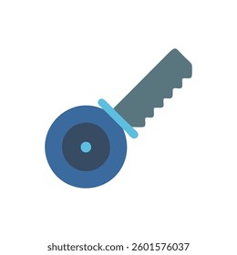 A stylish icon of a cutting saw for use in construction.