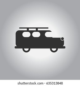 stylish icon in flat style retro car