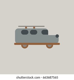 stylish icon in flat style retro car
