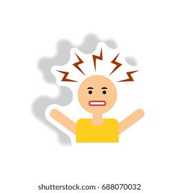 stylish icon in label, tag, sticky man headache