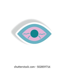 stylish icon in paper sticker style eye problems