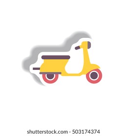 stylish icon in paper sticker style retro motorbike