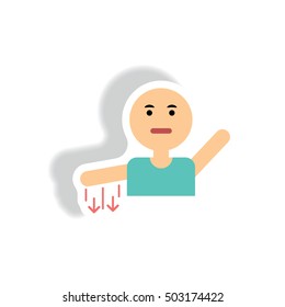 stylish icon in paper sticker style numb hand
