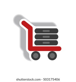 stylish icon in paper sticker style Luggage shipping