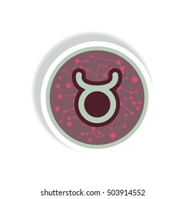 stylish icon in paper sticker style zodiac sign Taurus