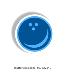 stylish icon in paper sticker style bowling ball