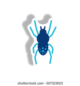 stylish icon in paper sticker style spider insect
