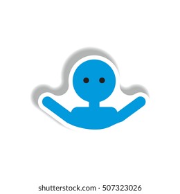 stylish icon in paper sticker style man swimmer