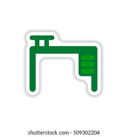 stylish icon in paper sticker style fashion office desk