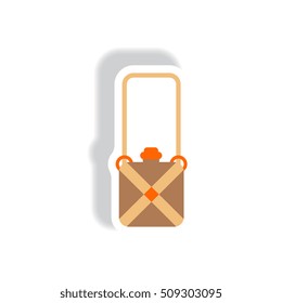 stylish icon in paper sticker style travel suitcase