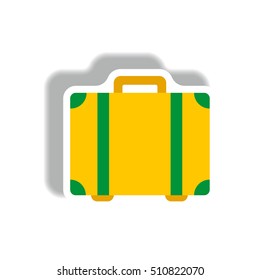 stylish icon in paper sticker style travel suitcase